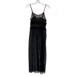 Need Supply black see through romantic ruched mesh midi dress